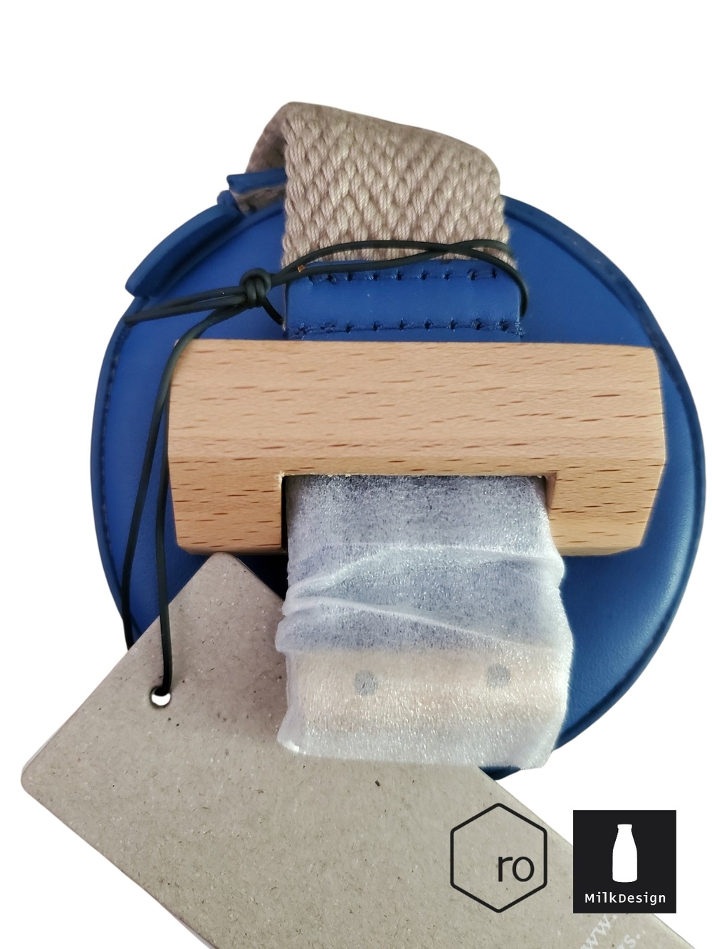 RO Bags x Milk Design Buckle Up Mini Cylinder Bag - Blue Leather NWT/Tags - Picture 14 of 17